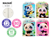 Блокнот А6  80л. гребень "Панда" лин., с разделителями