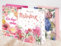 Пакет подар. бумажн. 18*23*10 см, 157гр/м2  Подарок, микс