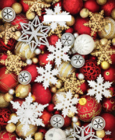 Пакет 45*38см (60мк) с вырубной укрепл. ручкой "Шарики и снежинки" ПВД