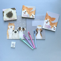 Блокнот А6 7БЦ  80л "Псы милашки" клетка, глянц.лам.