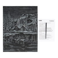 Гравюра - скретчинг 30*40см "Дом в горах"