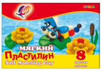 Пластилин  8цв 132гр. Кроха, мягкий, карт.упак., со стеком