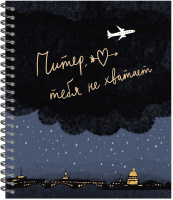 Тетрадь А5  96л кл. гребень Полином "Питер я скучаю" софт-тач, БЕЗ ПОЛЕЙ