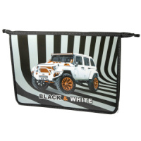 Папка д/ труда А4 (335*240*85) 2отд. молния сверху, пластик/ламинат "Бело-черный джип"