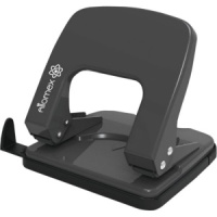 Дырокол ATTOMEX 25 лист, металл, черный, линейка