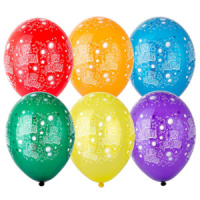 Шар с рисунком 14" "С днем рождения" шелкография (кристалл)