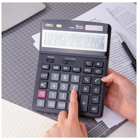 Калькулятор  16 разр. Deli  настольный, черный E39259