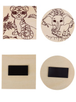 Выжигание набор досочек "Слон и тигр" 15*15см +2 магнита