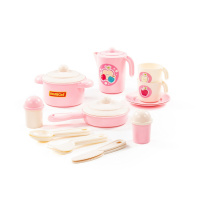 Игровой набор посуды 18 предметов "Настенька" на 2 персоны, розовый