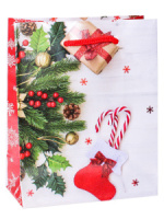 Пакет подар. бум. новогодн. 22*31*10см 157г/м "Подарки под ёлочку"