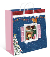 Пакет 30*30см (100мк) с пластиковой ручкой "Новогодняя" мягкий пластик