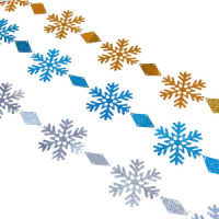 Декоративная фольгированная гирлянда 100см "Снежинки" ассорти