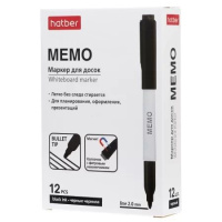 Маркер Hatber. Memo  для белой доски 2мм черный