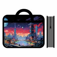 Папка А4 (330*260*75) с ручками, молния, пластик "Мегаполис"