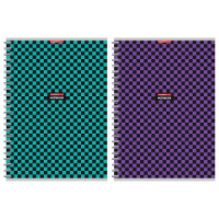 Тетрадь А4  96л кл. гребень Academy Style "Цветные шашечки" Вд-лак