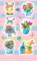 Наклейки детские 15*9см  "Весенние кролики"