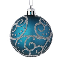 Набор елочных шаров 6 см, 6 шт., синий, пластик