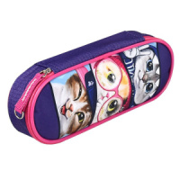 Пенал-косметичка с откид.крышкой (205*75*40) молния, микрофибра "Коты"