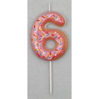 Свеча-цифра "6" Donut  6 см, с 3D декором