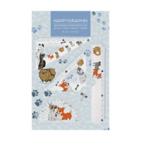 Набор геометрический (2 треуг., 15см лин., трансп.) "HappyGraphix. Щеночки"