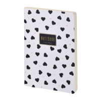 Записная книжка А5  60л. кож.зам., мягк.пер. "Black and White. Сердечки" лин.