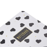 Записная книжка А6  60л. кож.зам., мягк.пер. "Black and White.Сердечки" лин.