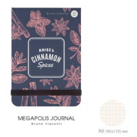 Записная книжка А6 100л. 7БЦ "Megapolis journal. Специи и пряности. Cinnamon" кл., карман, резинка