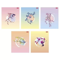 Тетрадь А5 48л кл. Hatber "Цветущие страницы" софт-тач, 5 диз.в спайке, белизна 100%