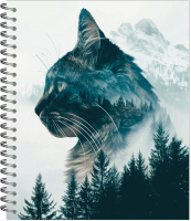 Тетрадь А5  48л кл. гребень Полином "Лесные коты" ВД-лак