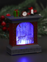 Подсвечник декоративный 11*8см "Новогодний камин" ассорти, на батарейках