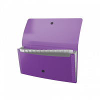 Папка 12 отд. на кнопке 260х138мм Diagonal Vivid, ассорти