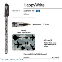 Ручка шар. BV "HappyWrite. Военный паттерн. Самолеты" 0.5мм, синяя