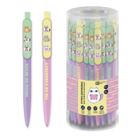 Ручка шар. Феникс+ автомат. "Котики" синяя, 0,7мм., софт тач