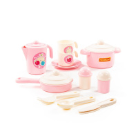 Игровой набор посуды 18 предметов "Настенька" на 2 персоны, розовый