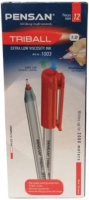 Ручка шар. PENSAN "TRIBALL" , 1мм, красная, трехгранный корпус