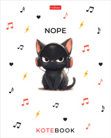 Тетрадь А5 48л ЛИН. Hatber  пласт.обл. "Котэ" 5диз.в спайке