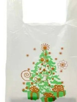 Пакет майка ПНД 30см+14см*55см 25мк "Ёлка" белый