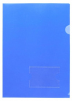Папка уголок А4  Синяя 0,18мм с карманом для визитки
