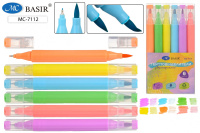 Набор текстовыделителей Basir "Двусторонние" 6 цв., 1-6мм, линер и скошен.наконеч.