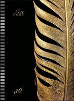 Тетрадь А4  80л кл. гребень ПЗБМ "Золотой лист" фольга, твин.УФ-лак, белизна 100%